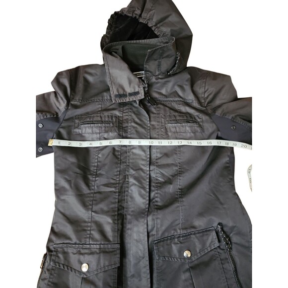 Max Mara Sportmax Code Womens 12 Black Calf Length Utility Hooded Trench Coat - Picture 6 of 12